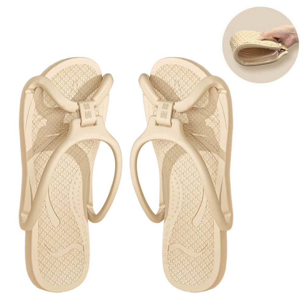 1 Pair Size 43-44 Foldable Travel Slippers EVA Anti-Odor Non-Slip Portable Hotel Bathroom Slippers for Couple