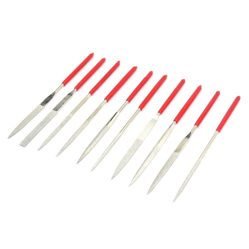 10 in 1 Rubber Coated Handle Square Round Triangle Needle Files Set