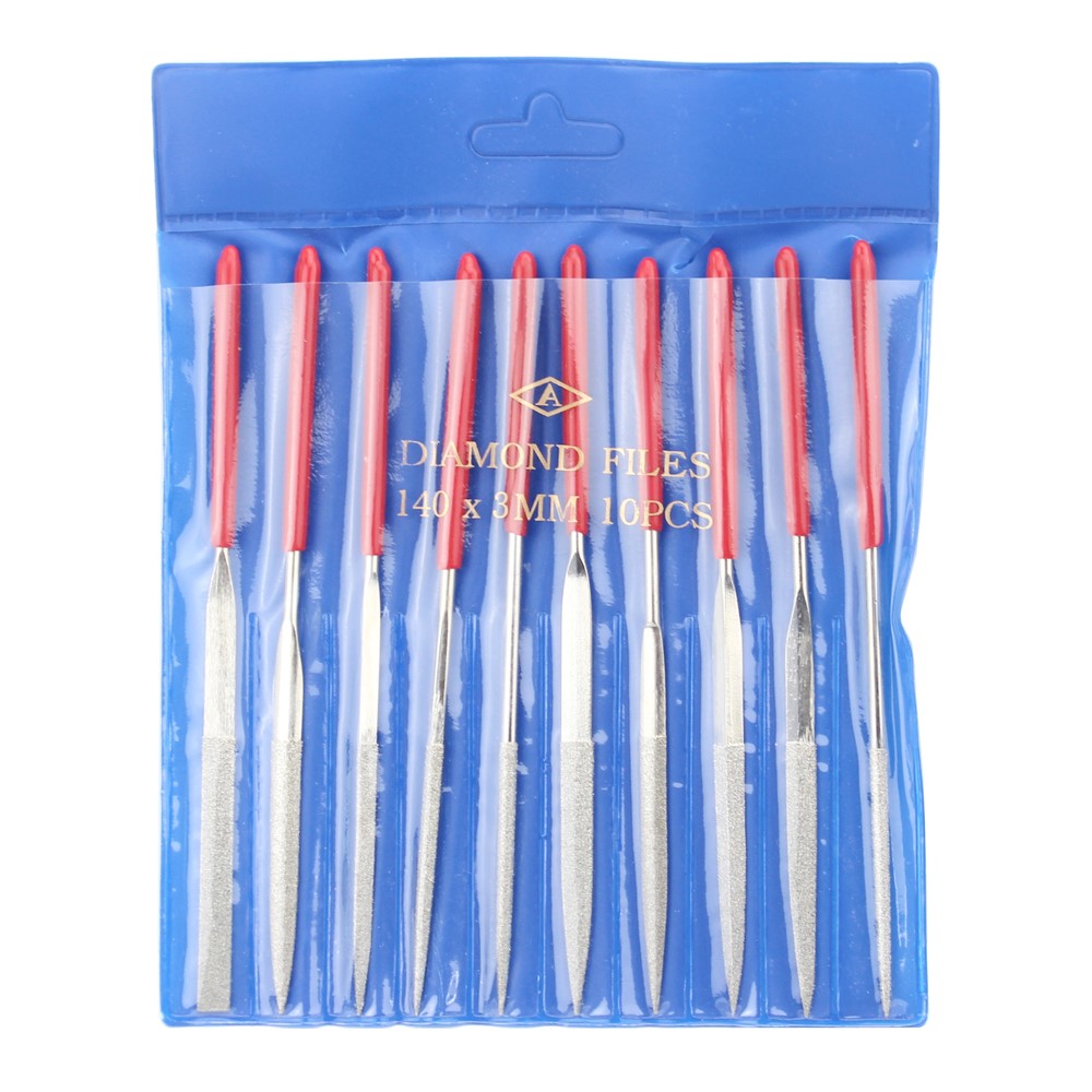10 in 1 Rubber Coated Handle Square Round Triangle Needle Files Set