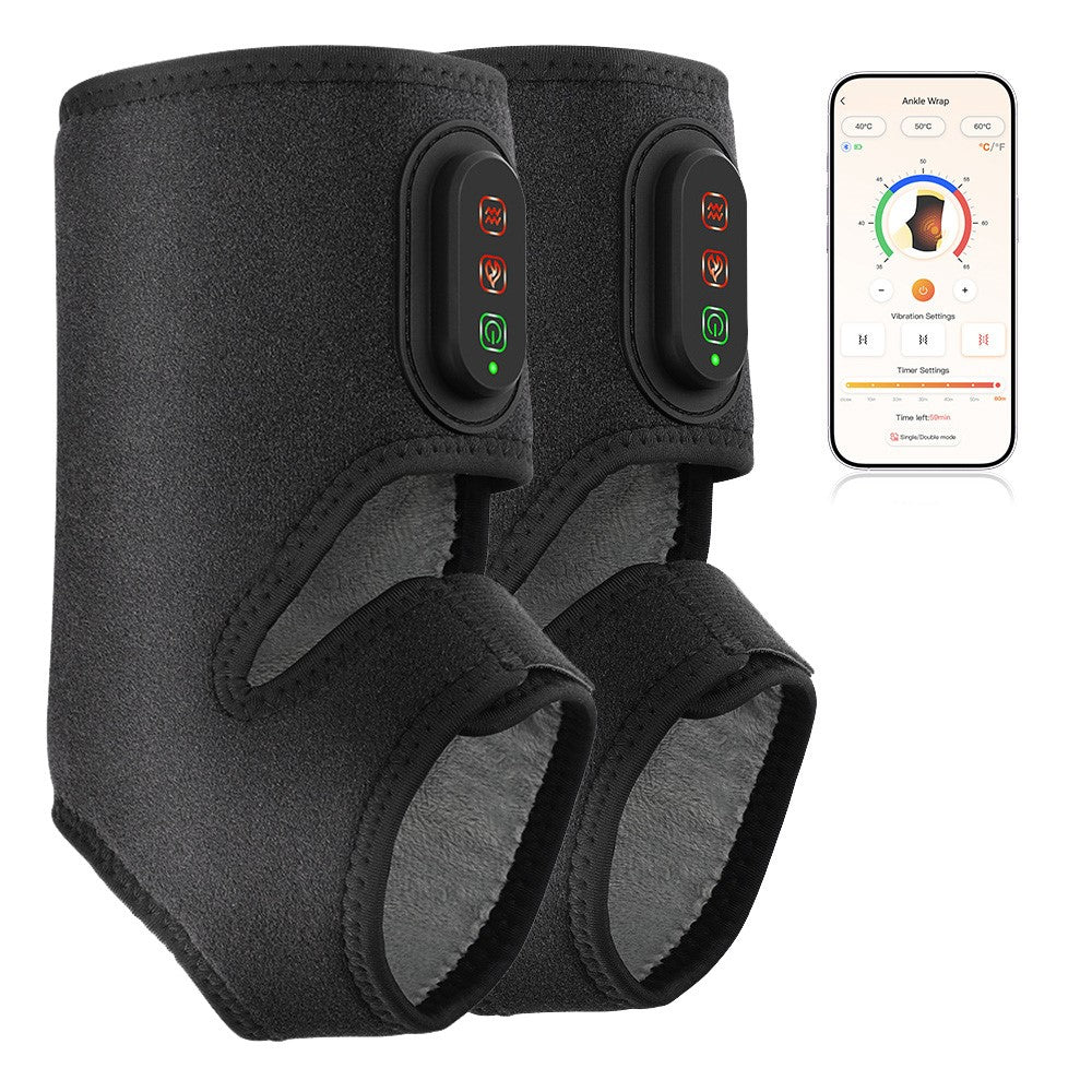 1 Pair App Control Heated Ankle Massager 3-Level Vibration Smart Timer Foot Heat Therapy Device