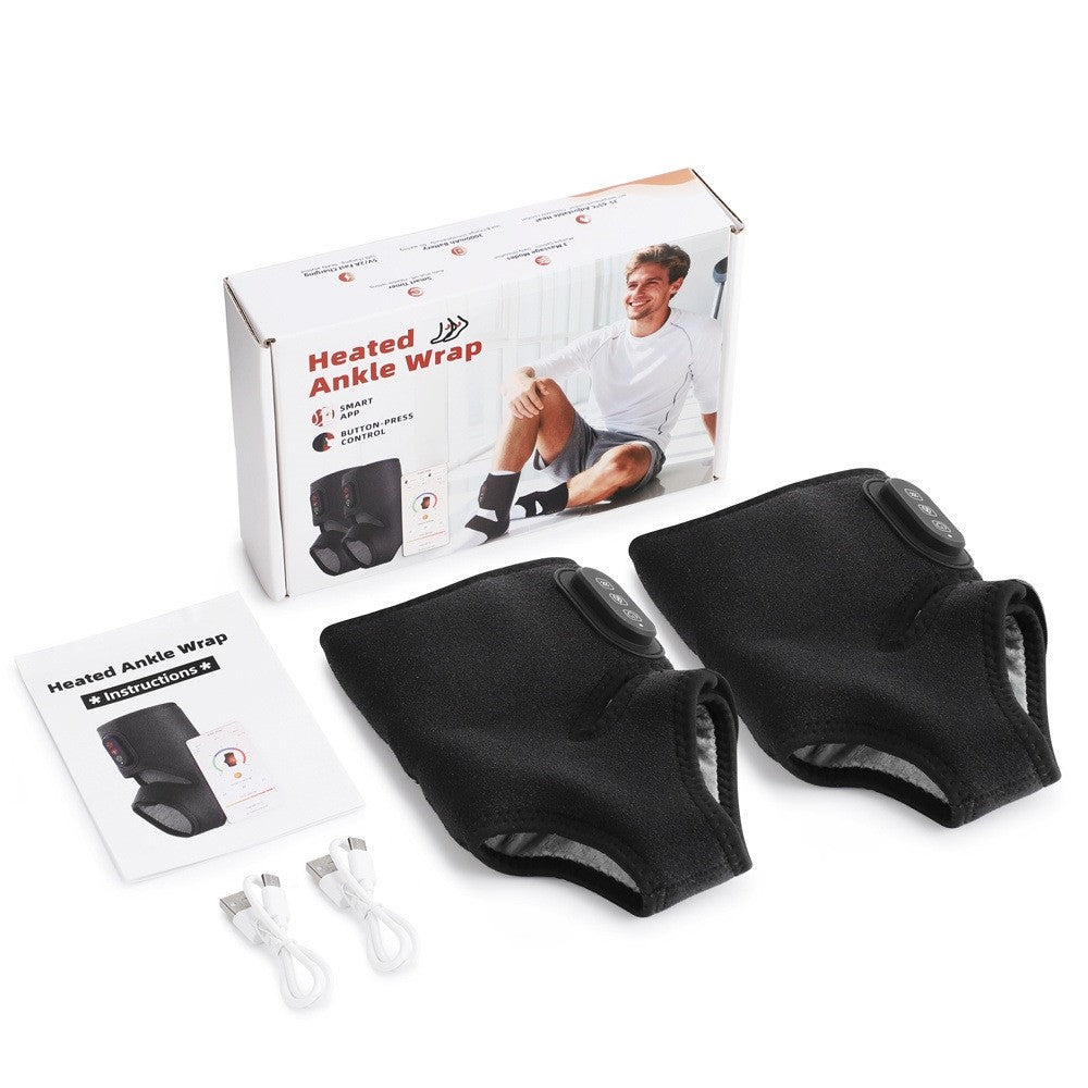 1 Pair App Control Heated Ankle Massager 3-Level Vibration Smart Timer Foot Heat Therapy Device