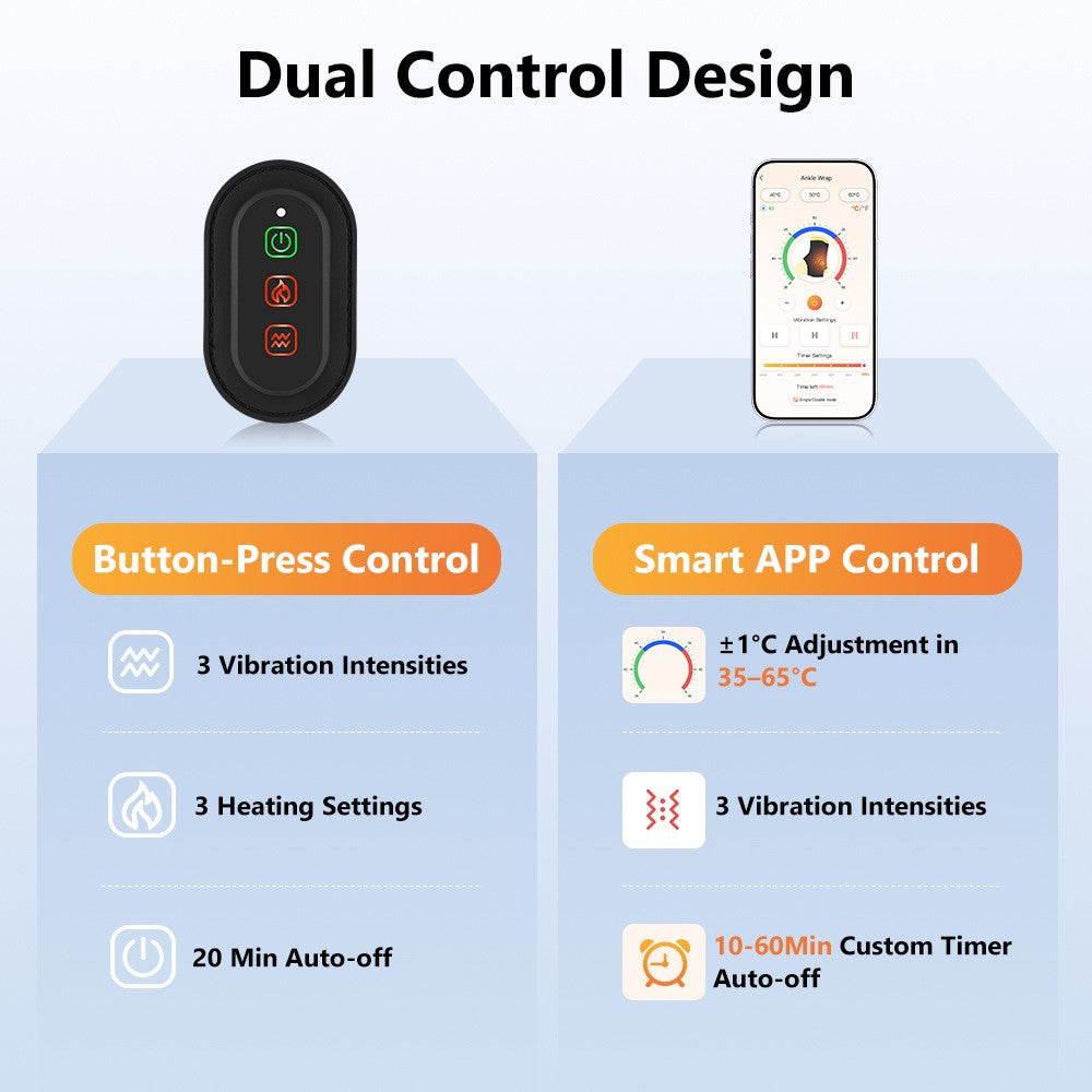 1 Pair App Control Heated Ankle Massager 3-Level Vibration Smart Timer Foot Heat Therapy Device