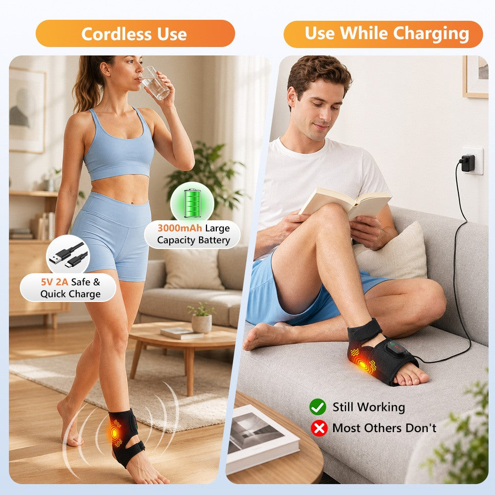 1 Pair App Control Heated Ankle Massager 3-Level Vibration Smart Timer Foot Heat Therapy Device