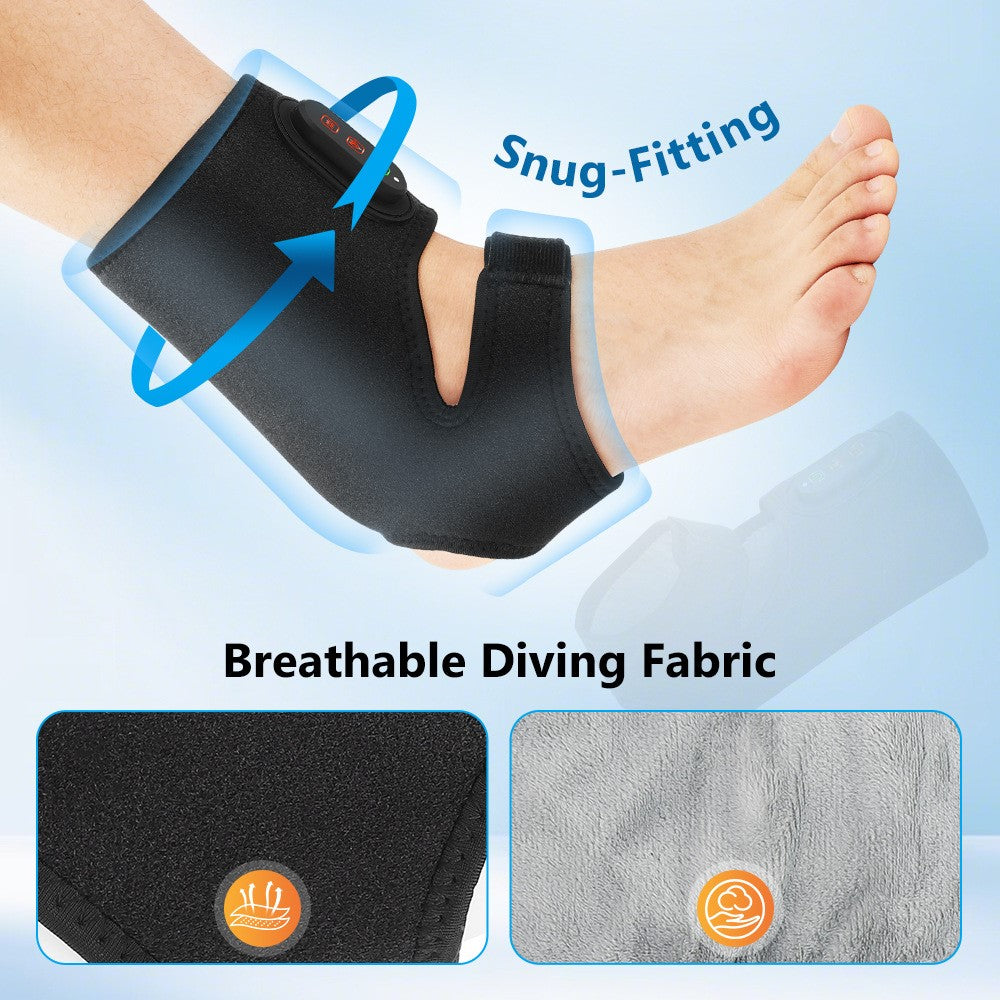 1 Pair App Control Heated Ankle Massager 3-Level Vibration Smart Timer Foot Heat Therapy Device