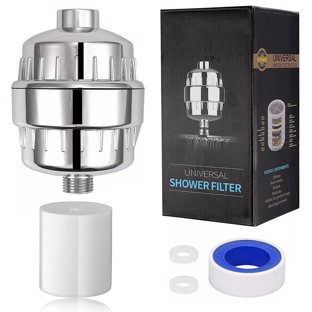 10 Stages Bathroom Water Filter Remove Chlorine Heavy Metals Filtered Shower Head, with 1 Filter