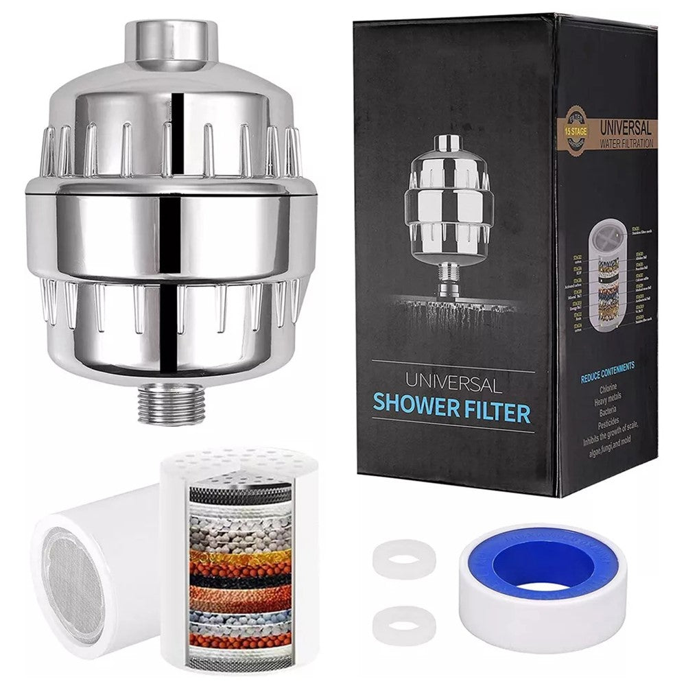 10 Stages Bathroom Water Filter Remove Chlorine Heavy Metals Filtered Shower Head, with 2 Filters