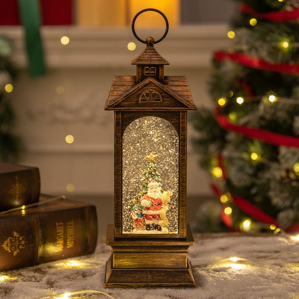 10.2 x 10.2 x 28.5cm Christmas Lantern Music Box Vintage Night Light Holiday Gift Tabletop Decoration