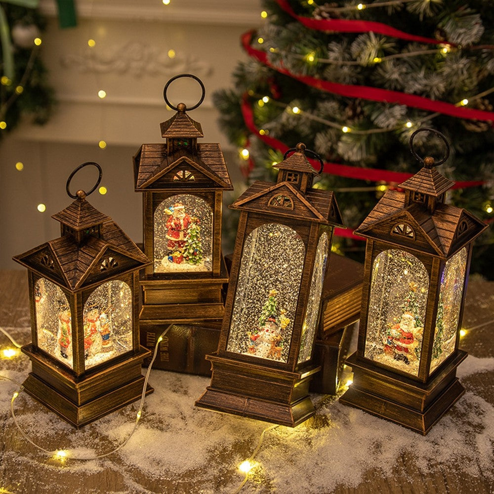 10.2 x 10.2 x 28.5cm Christmas Lantern Music Box Vintage Night Light Holiday Gift Tabletop Decoration
