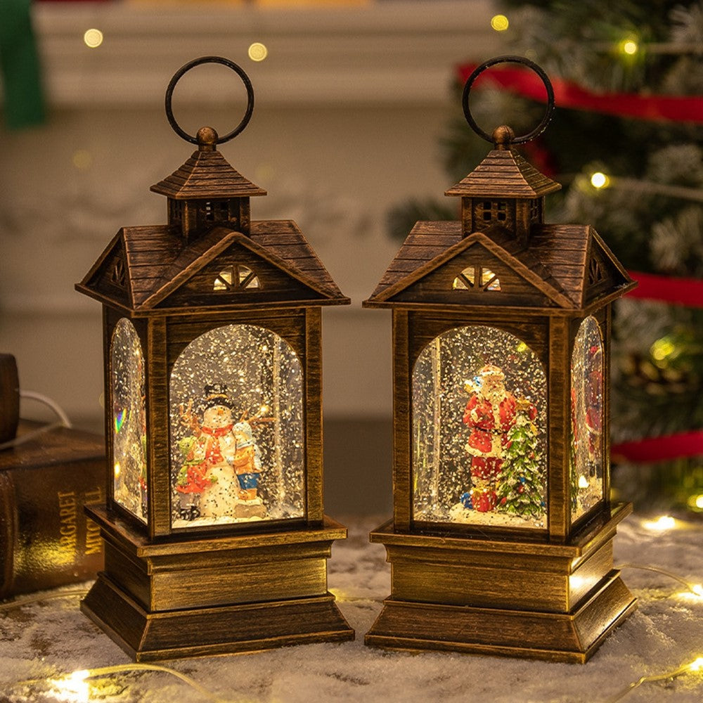 10.2 x 10.2 x 28.5cm Christmas Lantern Music Box Vintage Night Light Holiday Gift Tabletop Decoration