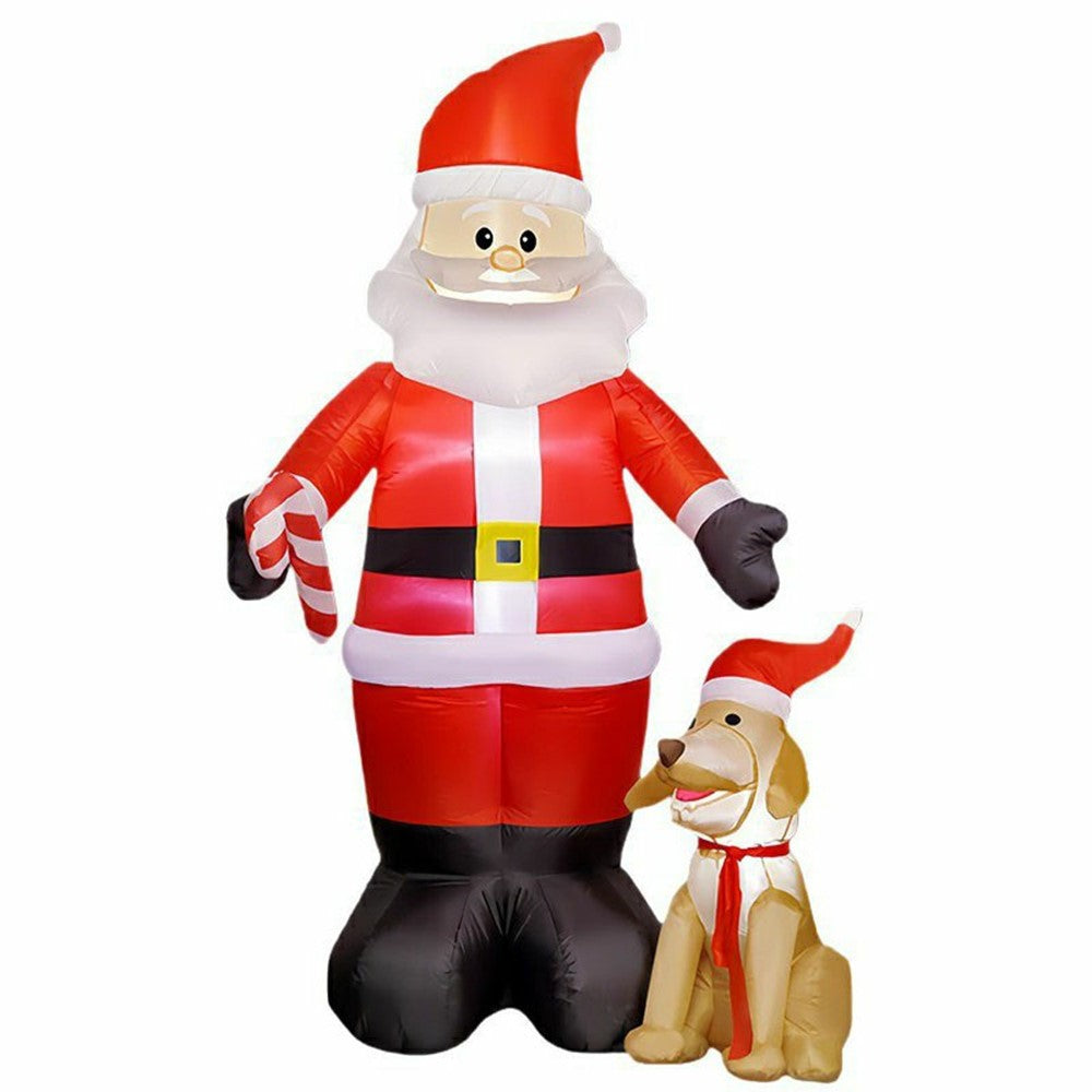 1.5m Inflatable Santa Claus and Dog LED Outdoor Christmas Yard Decoration for Garden Lawn Party, EU Plug