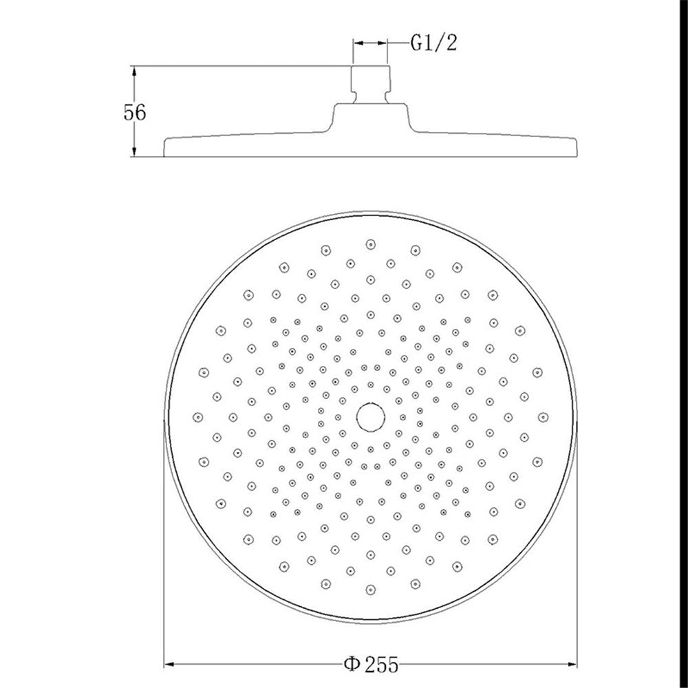 10-inch Rainfall Spray Shower Head High Pressure Round Electroplating ABS Shower Head