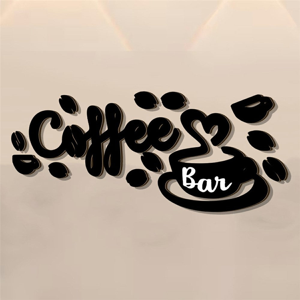 1 Set Creative Wood Coffee Bar Wall Decor 3D Letter Sign Cafe Home Bar Decoration Sticker