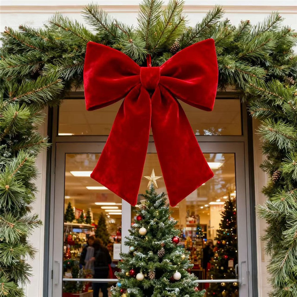 63.5 x 48cm Size XL Velvet Bow Christmas Decoration Holiday Tree Ornament for Xmas Wedding Party