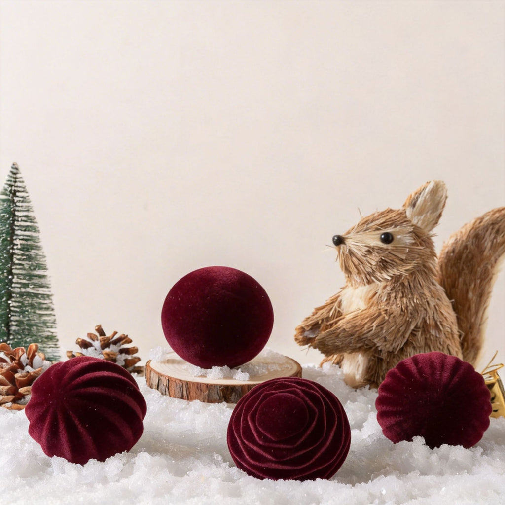 12Pcs 6cm Velvet Flocked Christmas Ball Ornaments for Christmas Tree Holiday Decorations