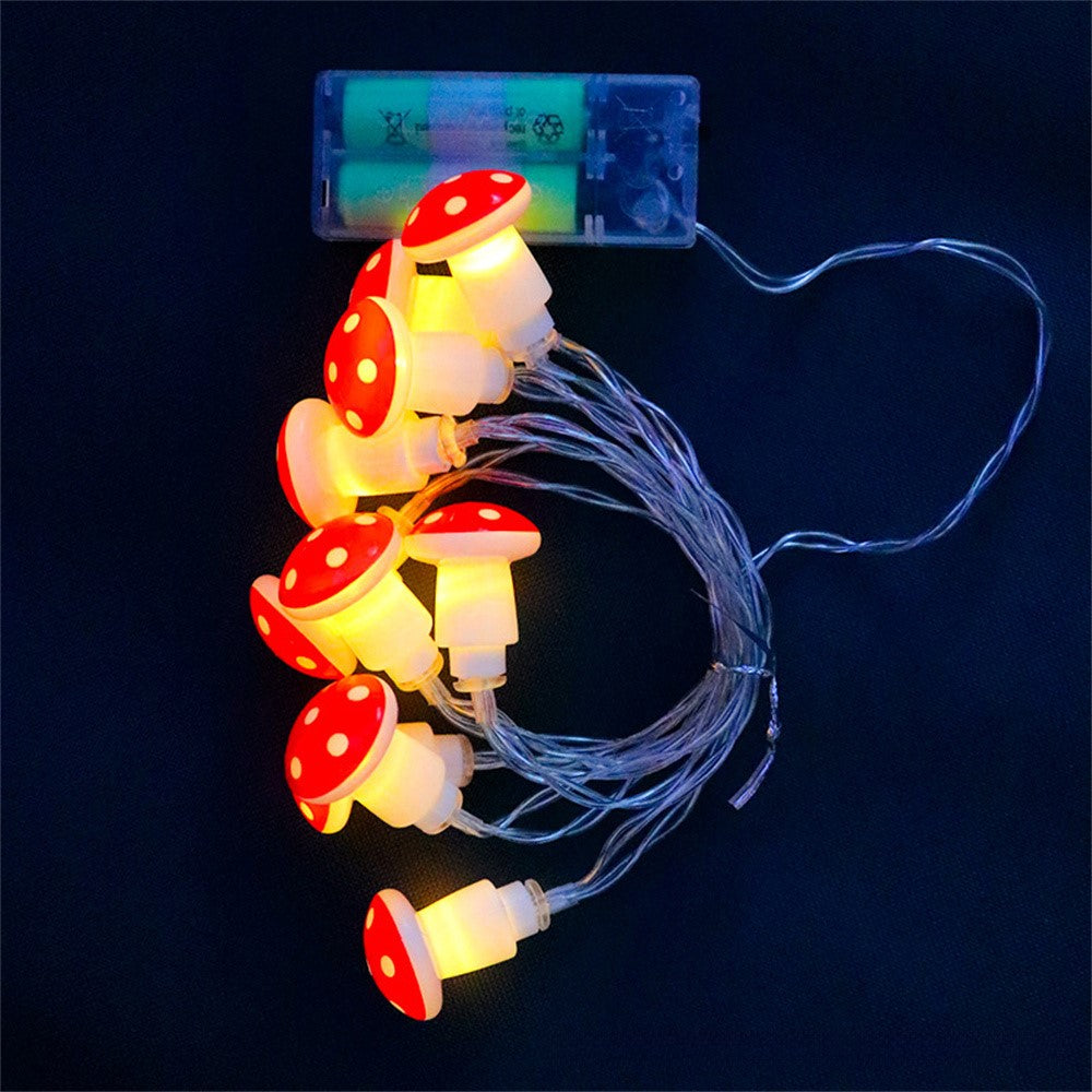 1.5m 10 LED Mushroom Decor Fairy Lights Battery Operated String Lights Gifts