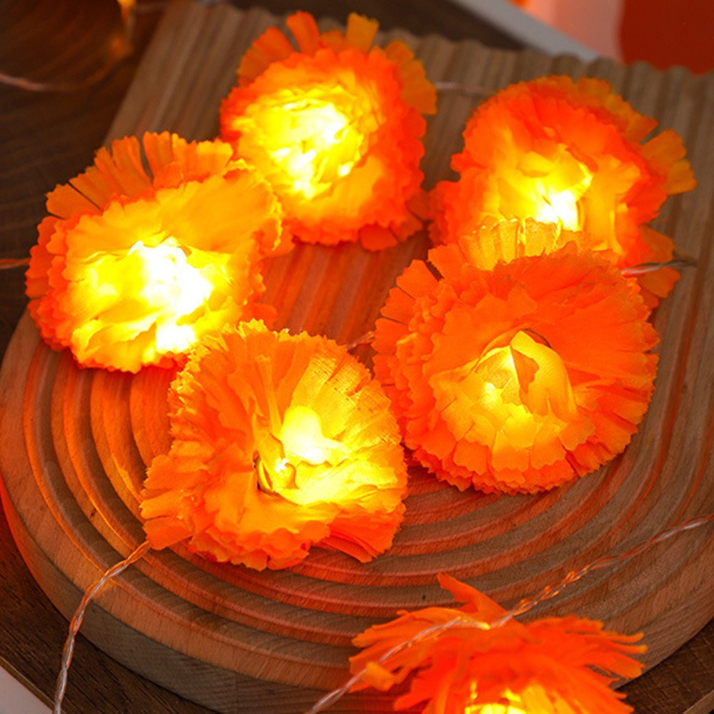1.5m 10 LED Dahlia Fairy Lights Battery Operated String Lights Halloween Gift Cemetery Decor