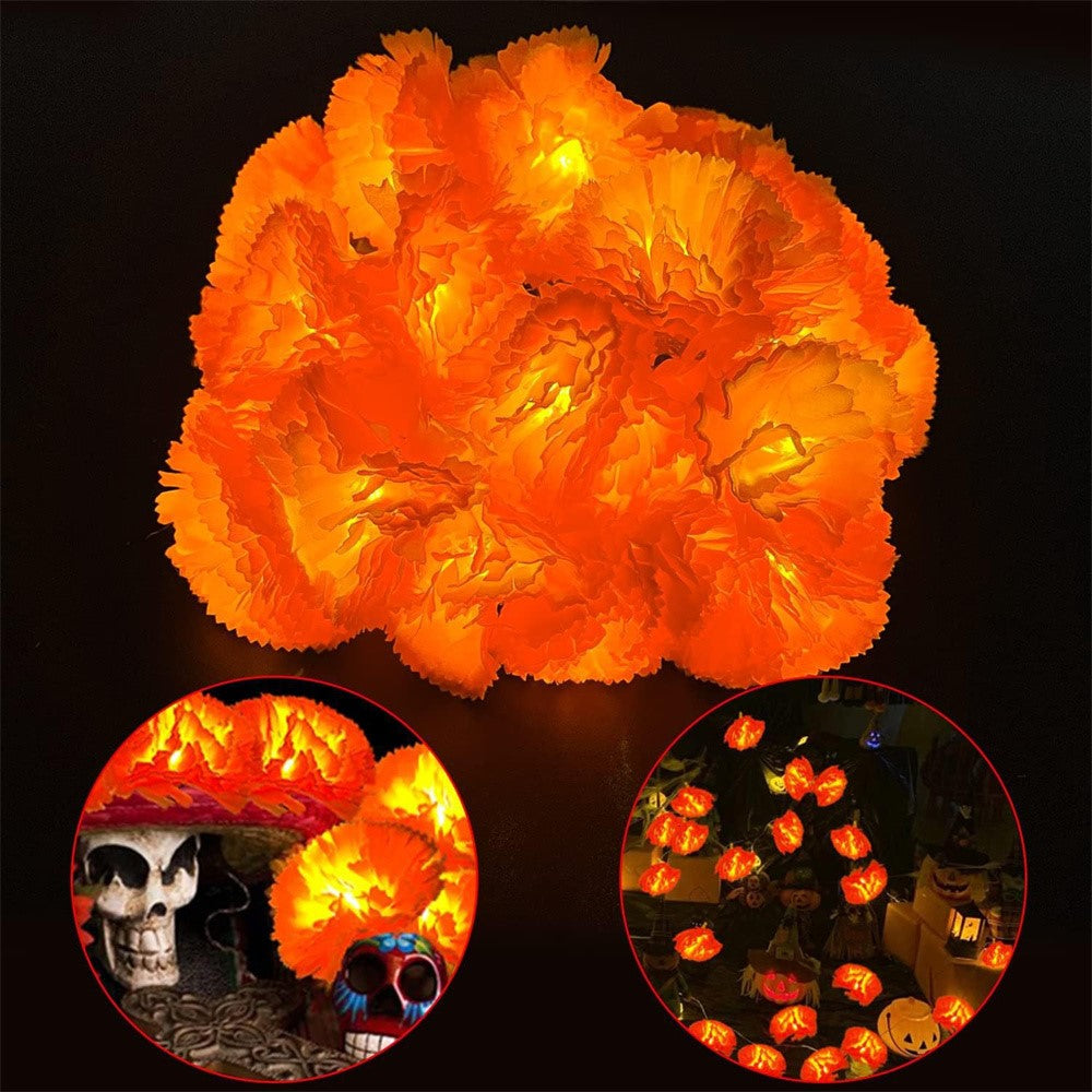 1.5m 10 LED Dahlia Fairy Lights Battery Operated String Lights Halloween Gift Cemetery Decor