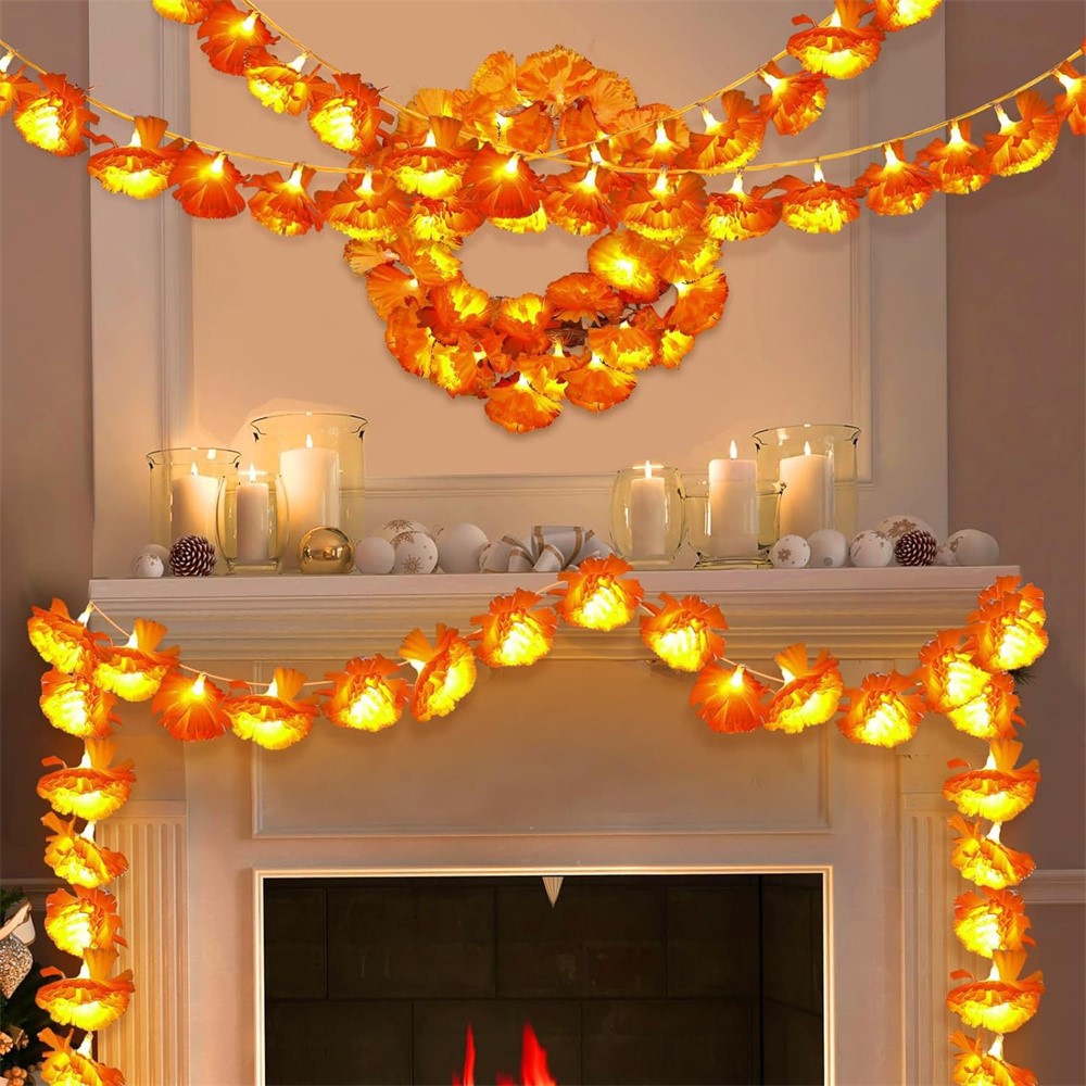 1.5m 10 LED Dahlia Fairy Lights Battery Operated String Lights Halloween Gift Cemetery Decor