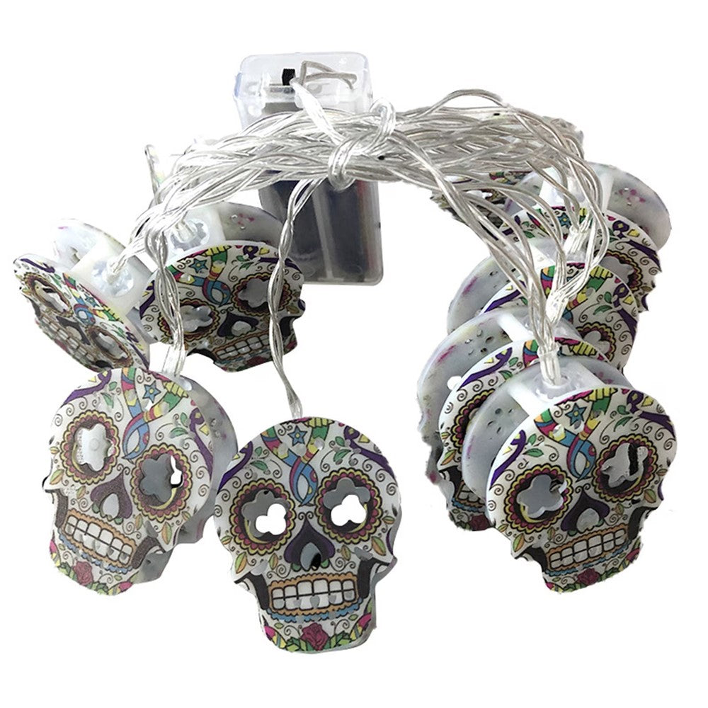 1.5m 10-LED Halloween String Light Painted Skull Warm White Party Decoration, 2A Continuous On