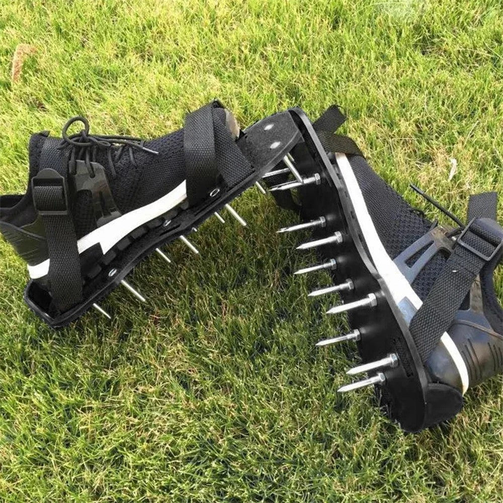 1 Pair Lawn Aerator Spikes Shoes Adjustable Straps Garden Lawn Soil Loosening Shoes