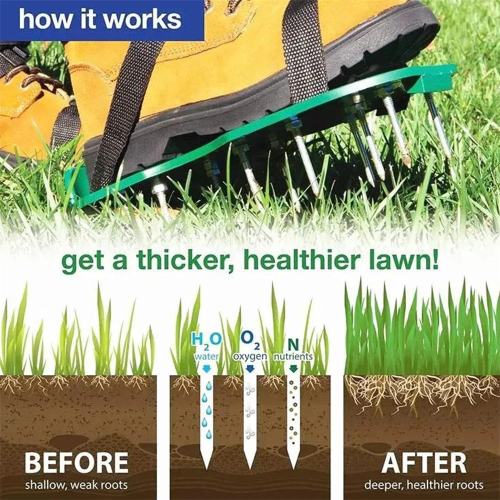 1 Pair Lawn Aerator Spikes Shoes Adjustable Straps Garden Lawn Soil Loosening Shoes