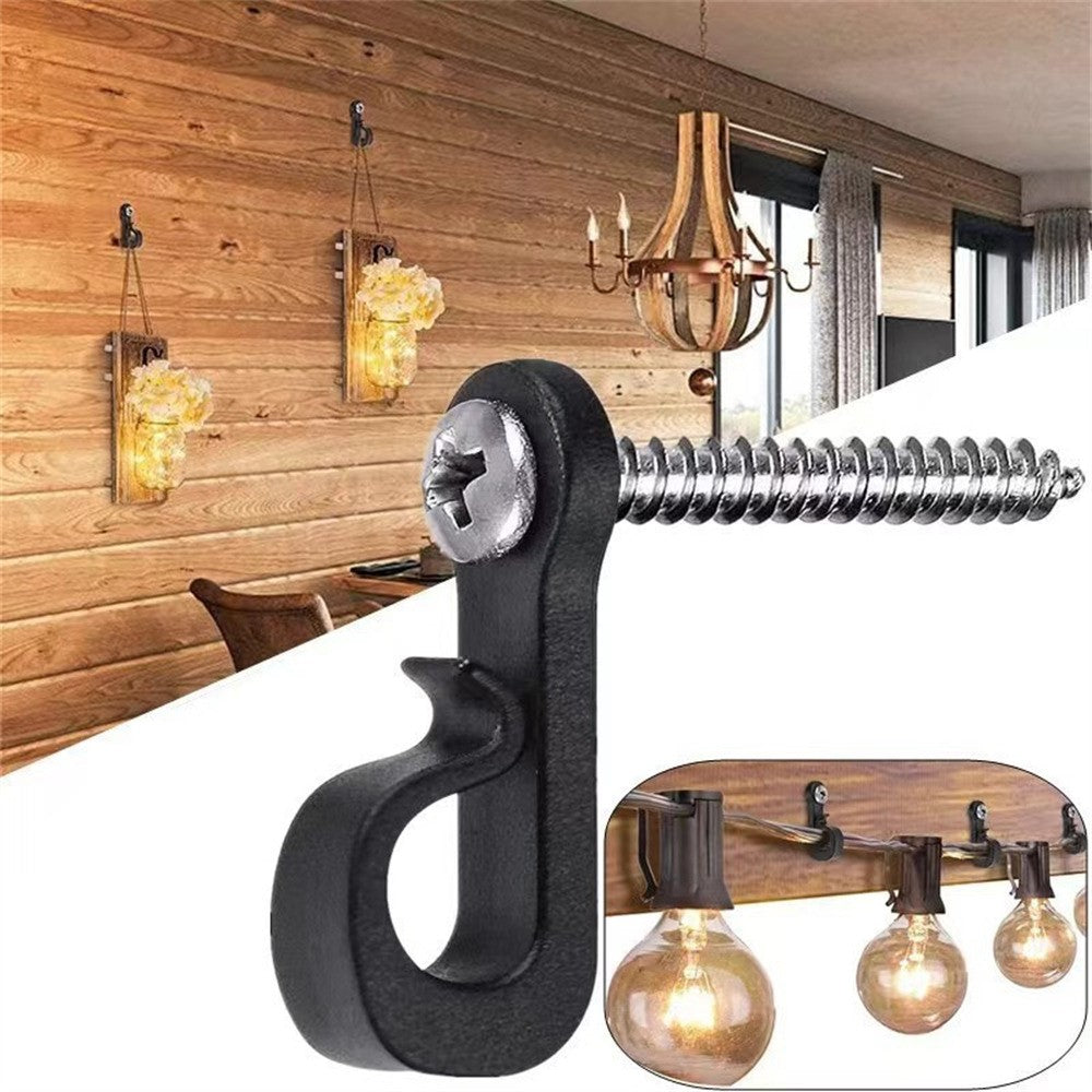 10-Pack Outdoor Hanging Plant Hooks for String Lights - Heavy-Duty Screw-In Expansion Anchors