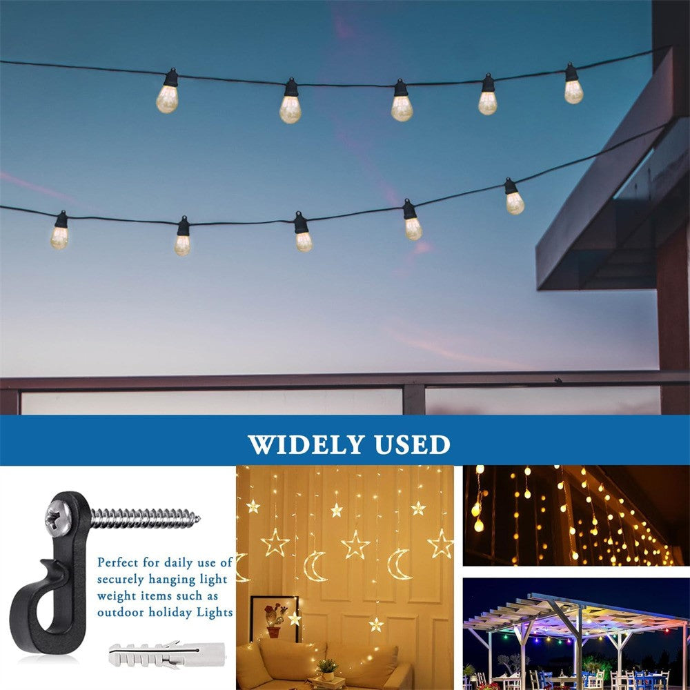 10-Pack Outdoor Hanging Plant Hooks for String Lights - Heavy-Duty Screw-In Expansion Anchors