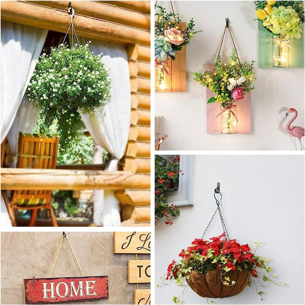 10-Pack Outdoor Hanging Plant Hooks for String Lights - Heavy-Duty Screw-In Expansion Anchors