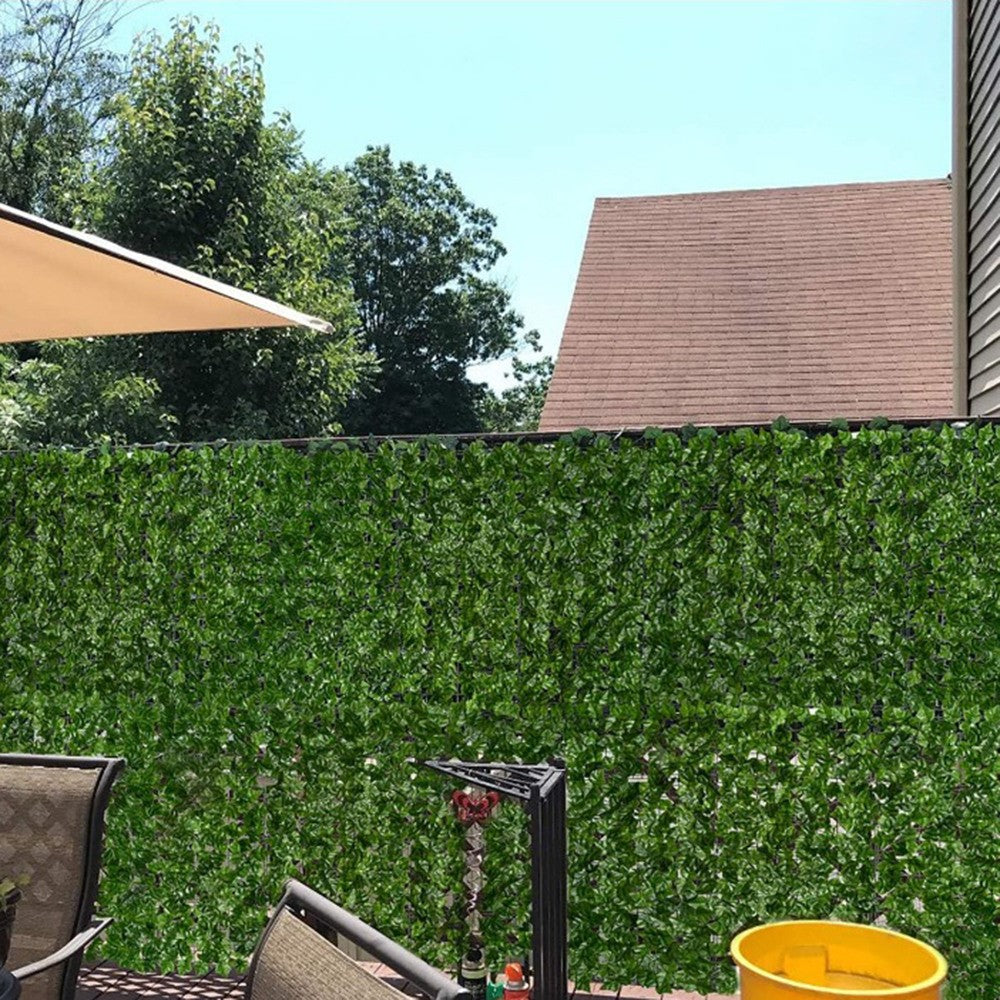 1 x 1m Dark-Colored Pothos Leaves Artificial Hedge Privacy Screen Garden Yard Faux Leaf Fence Barrier