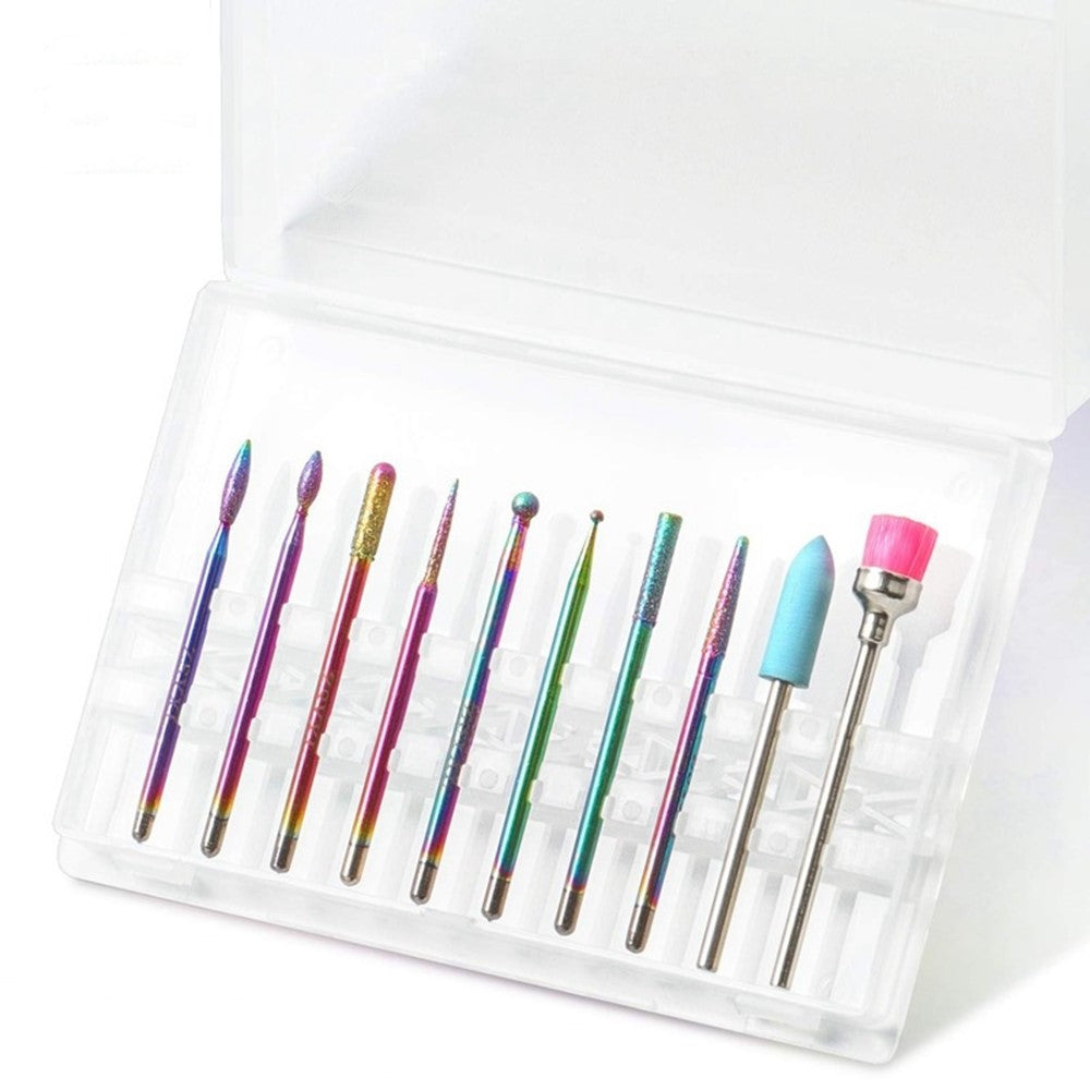 10 PCS Nail Drill Bits Set Tungsten Steel Manicure Tools For Nail Art DIY Home Use