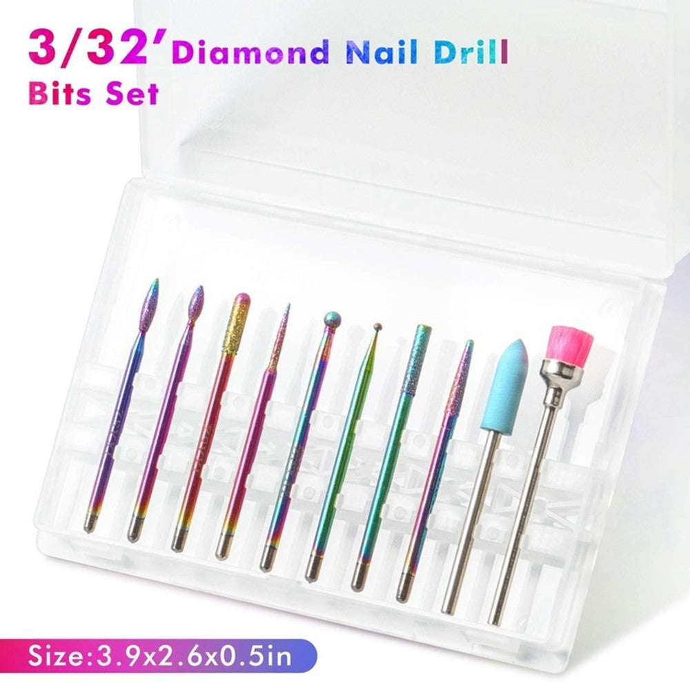 10 PCS Nail Drill Bits Set Tungsten Steel Manicure Tools For Nail Art DIY Home Use