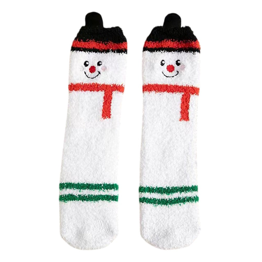 1 Pair Winter Thick Coral Fleece Christmas Socks Moisture Wicking Mid Calf Floor Socks