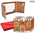 10 Pack Christmas Gingerbread House Greeting Cards Gift (10 Cards + 10 Envelopes) Tri-Fold Double-Sided Holiday Party Decoration Cards