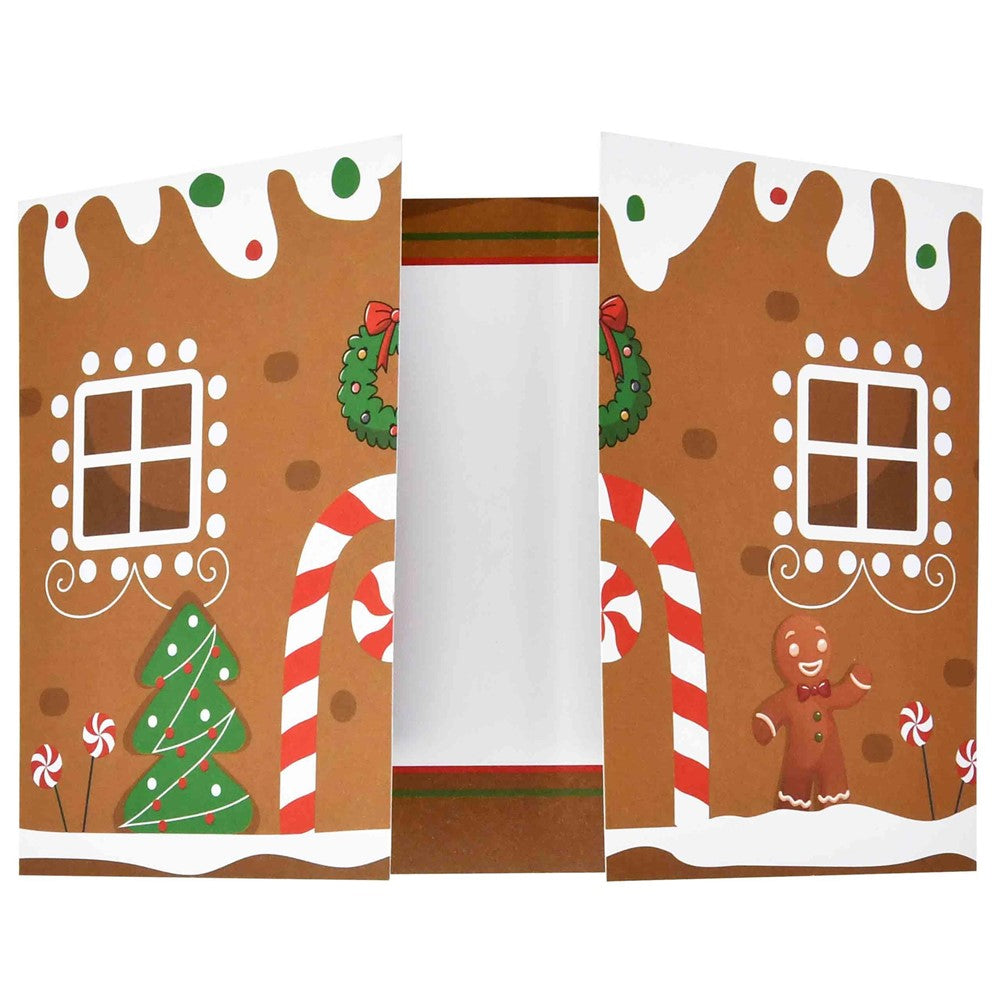 10 Pack Christmas Gingerbread House Greeting Cards Gift (10 Cards + 10 Envelopes) Tri-Fold Double-Sided Holiday Party Decoration Cards