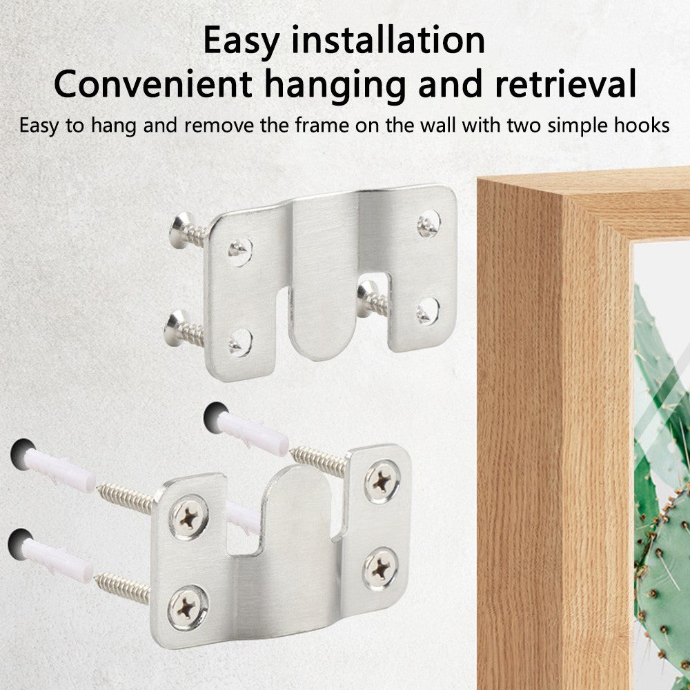 1 Pair Size L Interlocking Photo Frame Hanging Buckle Stainless Steel Furniture Connector Hanger