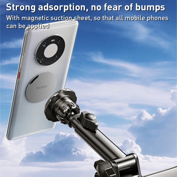 Yesido C160 Suction Cup Type Telescopic Rod Magnetic Car Phone Holder, C160