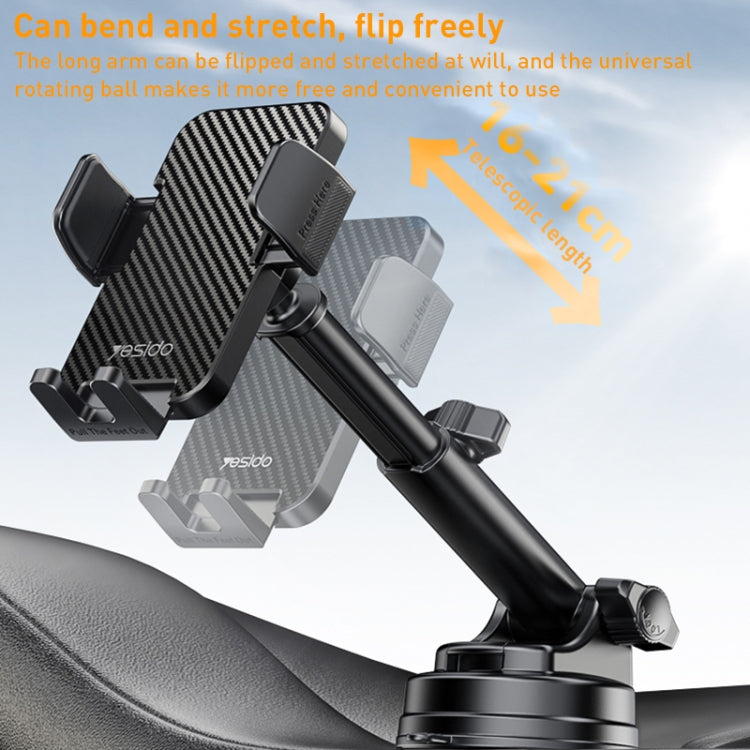 Yesido C173 Suction Cup Type Telescopic Rod Car Phone Holder, C173