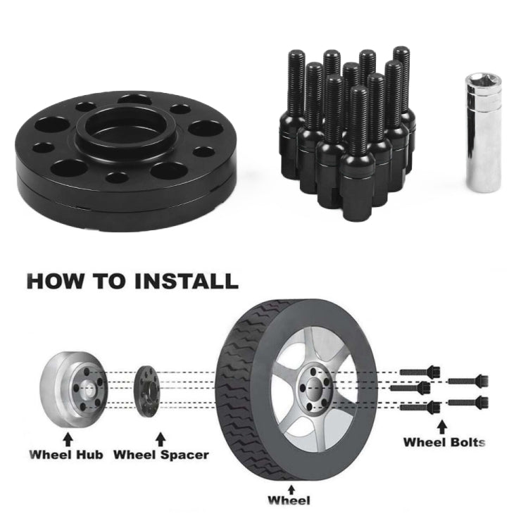 For Mercedes-Benz 15mm Car Modified Wheel Hub Flange Center Wheel Spacer with M12x1.5 Screws, 15mm