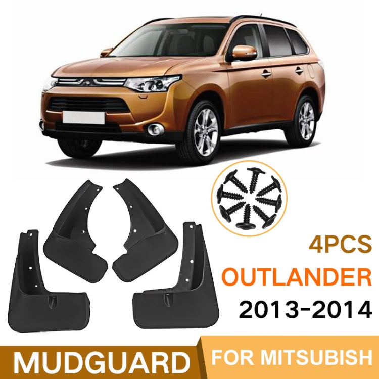 For Mitsubishi Outlander 2013-2014 4pcs/Set Car Auto Soft Plastic Splash Flaps Fender Guard, For Mitsubishi Outlander 2013-2014