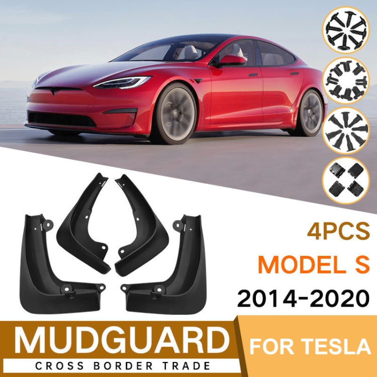 For TESLA MODEL S 2014-2020 4pcs/Set Car Auto Soft Plastic Splash Flaps Fender Guard, For TESLA MODEL S 2014-2020
