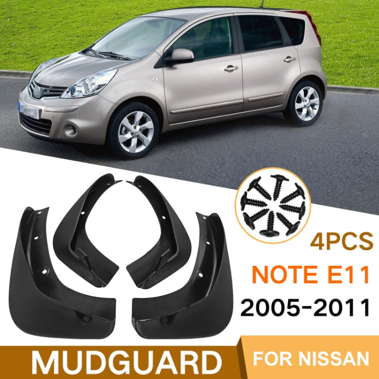 For Nissan Note E11 / LIVINA 2005-2009 4pcs/Set Car Auto Soft Plastic Splash Flaps Fender Guard, For Nissan Note E11 / LIVINA 2005-2009