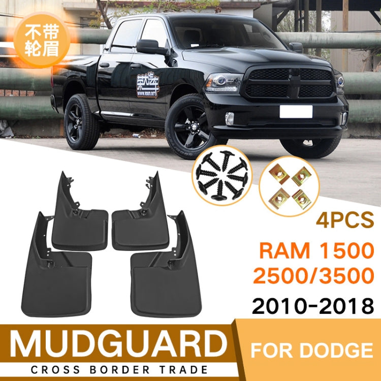 For Dodge RAM 1500 / 2500 / 3500 2010-2018 4pcs/Set Car Auto Soft Plastic Splash Flaps Fender Guard, For Dodge RAM 1500 / 2500 / 3500 2010-2018