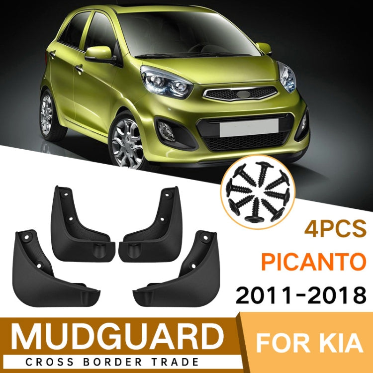 For KIA Picanto 2011-2018 4pcs/Set Car Auto Soft Plastic Splash Flaps Fender Guard, For KIA Picanto 2011-2018