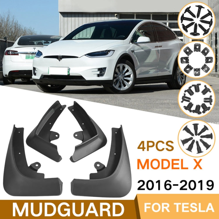 For TESLA MODEL X 2016-2021 4pcs/Set Car Auto Soft Plastic Splash Flaps Fender Guard, For TESLA MODEL X 2016-2021
