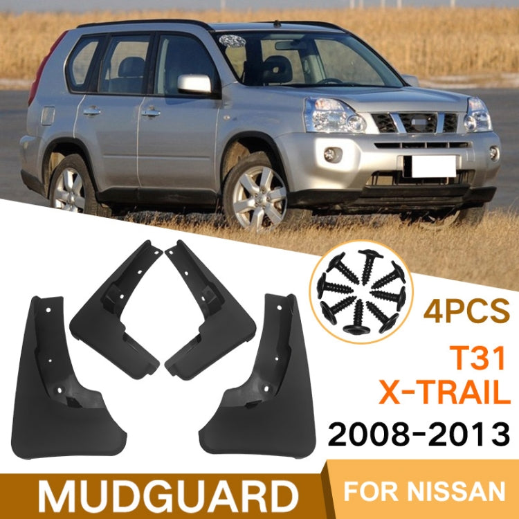 For Nissan X-Trail T31 2008-2013 4pcs/Set Car Auto Soft Plastic Splash Flaps Fender Guard, For Nissan X-Trail T31 2008-2013