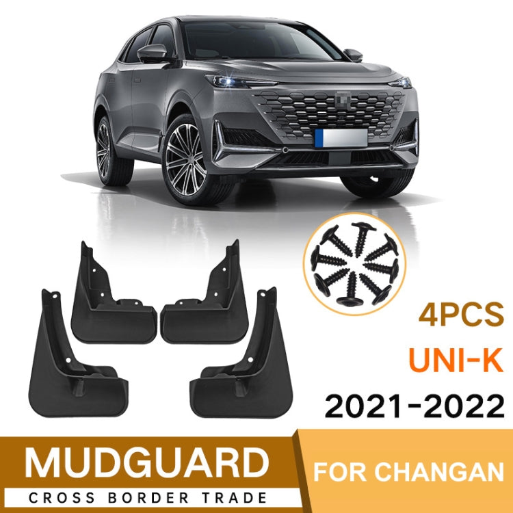 For Changan UNI-K 2021-2022 4pcs/Set Car Auto Soft Plastic Splash Flaps Fender Guard, For Changan UNI-K 2021-2022