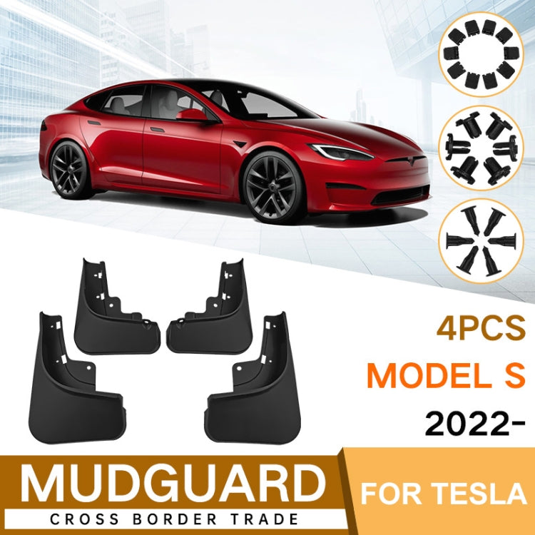 For Tesla Model S 2022 4pcs/Set Car Auto Soft Plastic Splash Flaps Fender Guard, For Tesla Model S 2022