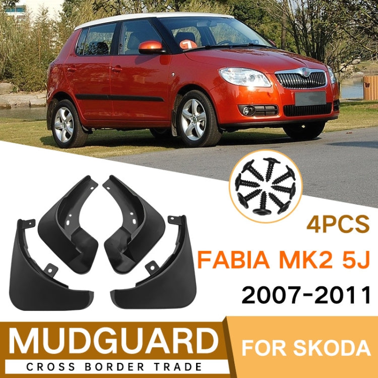For Skoda Fabia MK2 5J 2007-2011 4pcs/Set Car Auto Soft Plastic Splash Flaps Fender Guard, For Skoda Fabia MK2 5J 2007-2011