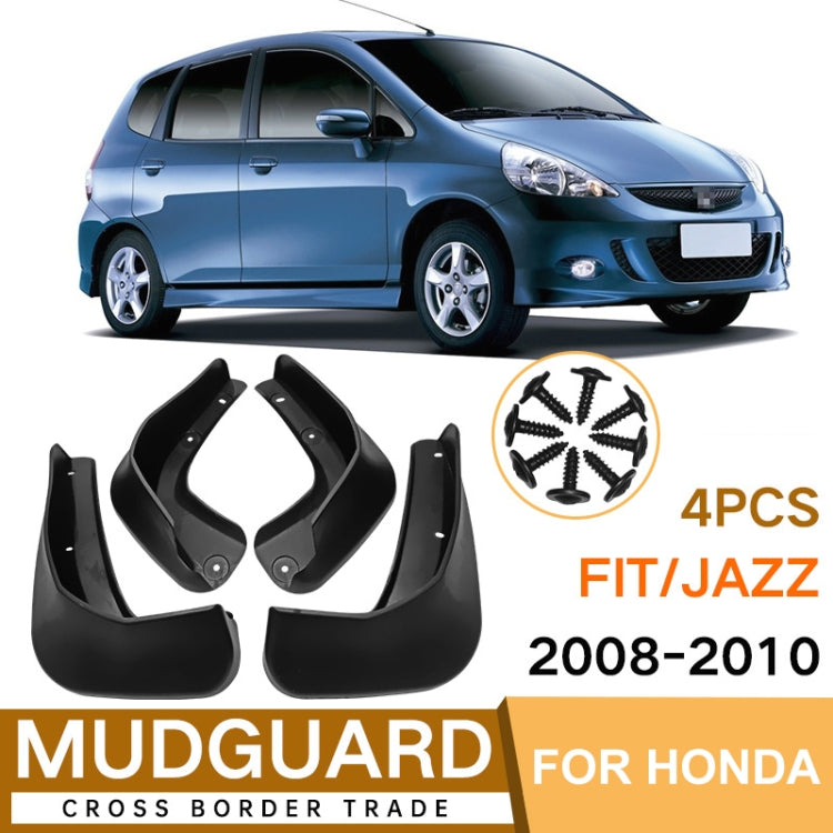 For Honda Fit / Jazz 2008-2010 4pcs/Set Car Auto Soft Plastic Splash Flaps Fender Guard, For Honda Fit / Jazz 2008-2010