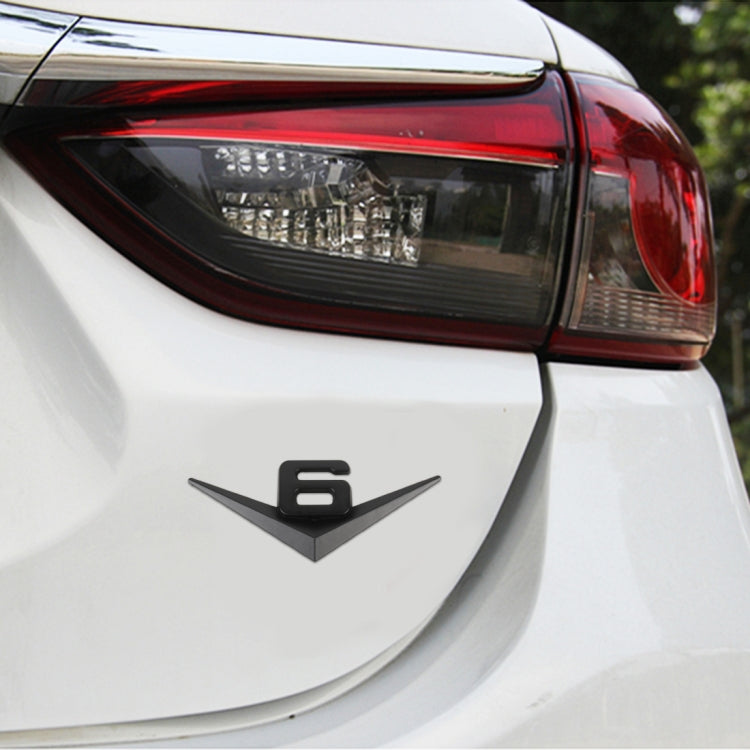 Car Number 6 Personalized Aluminum Alloy Decorative Stickers, Size:10x4x0.4cm